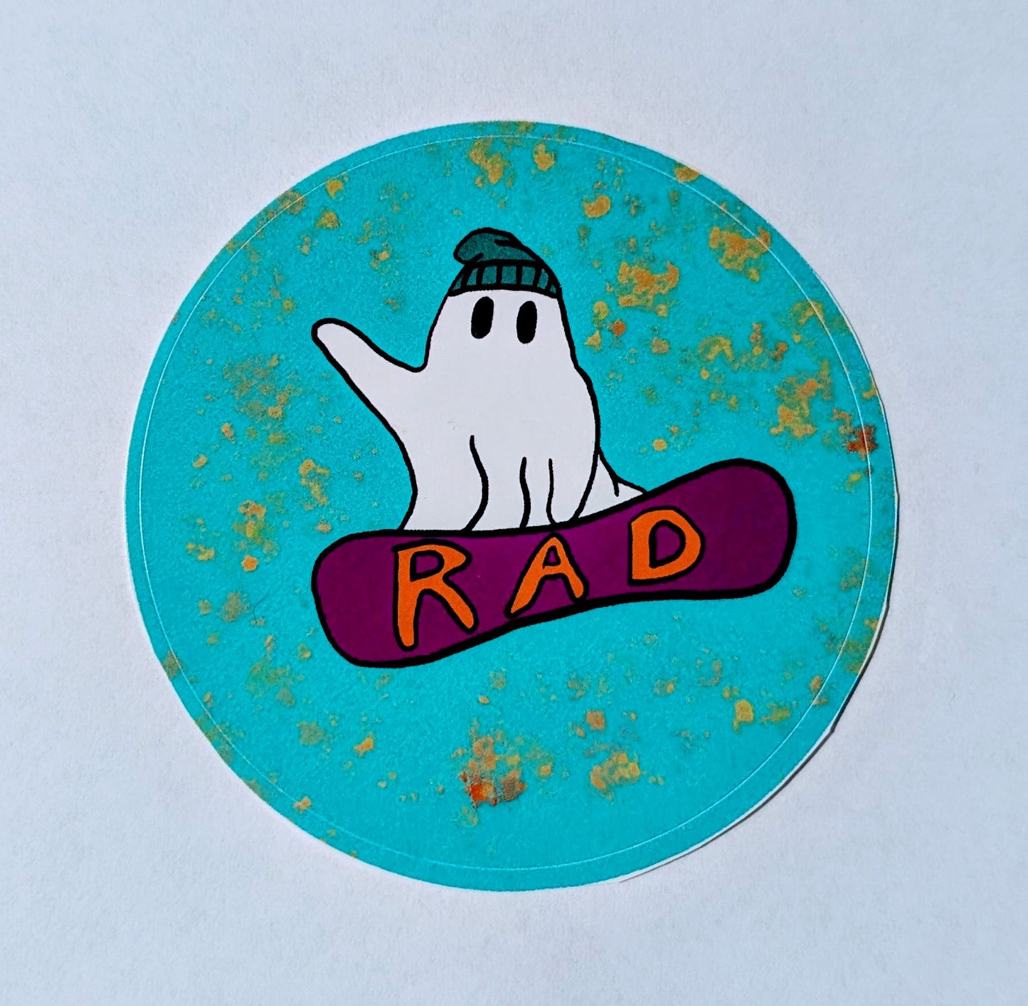 Snowboard Ghost Round Sticker 2.5"
